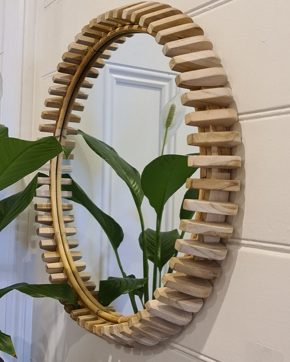 Babak Round Mirror - Natural Teak Elegance