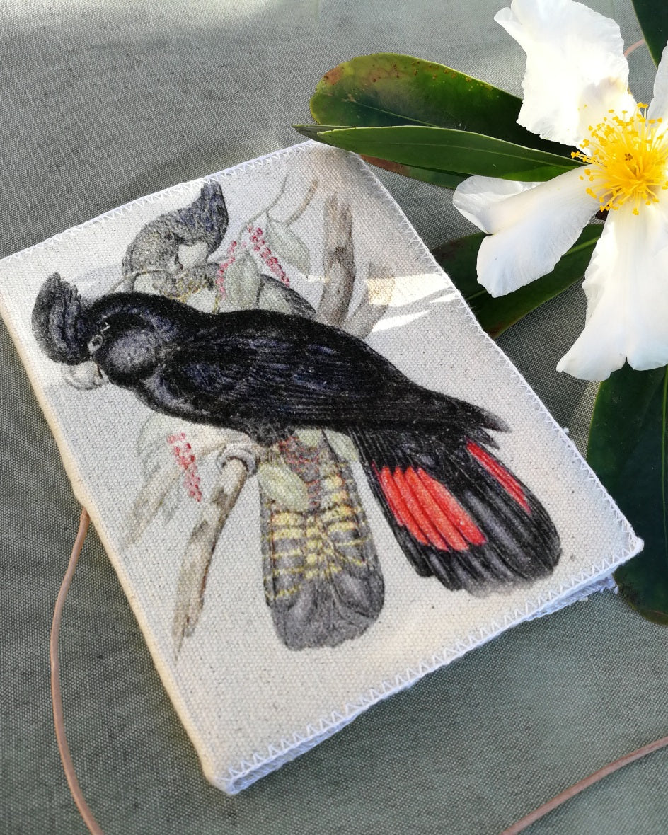 Australian Black Cockatoo Canvas Journal