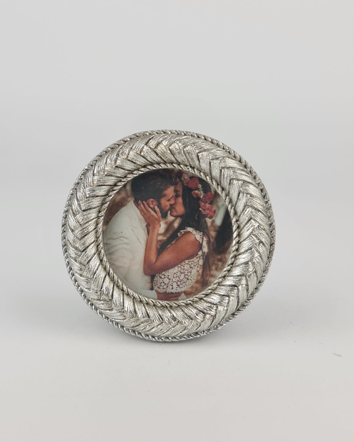 Braided Silver Photo Frame - Round
