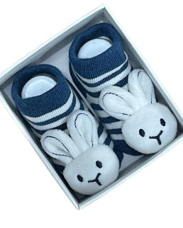 Bunny Rattle Socks – Navy ( 0-6 months )