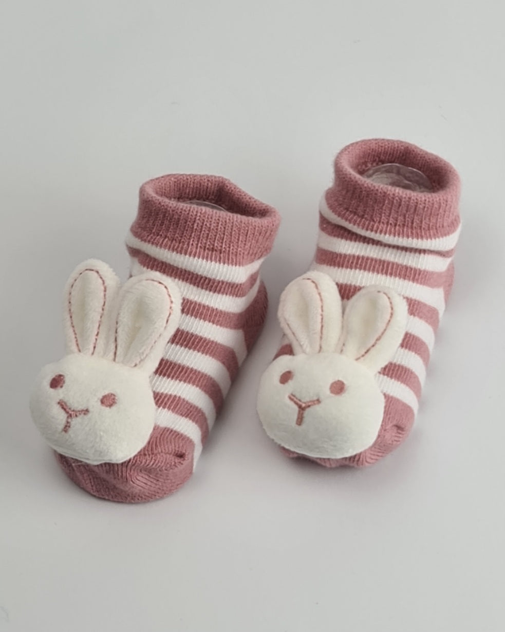 Bunny Rattle Socks – Pink ( 0-6 months )
