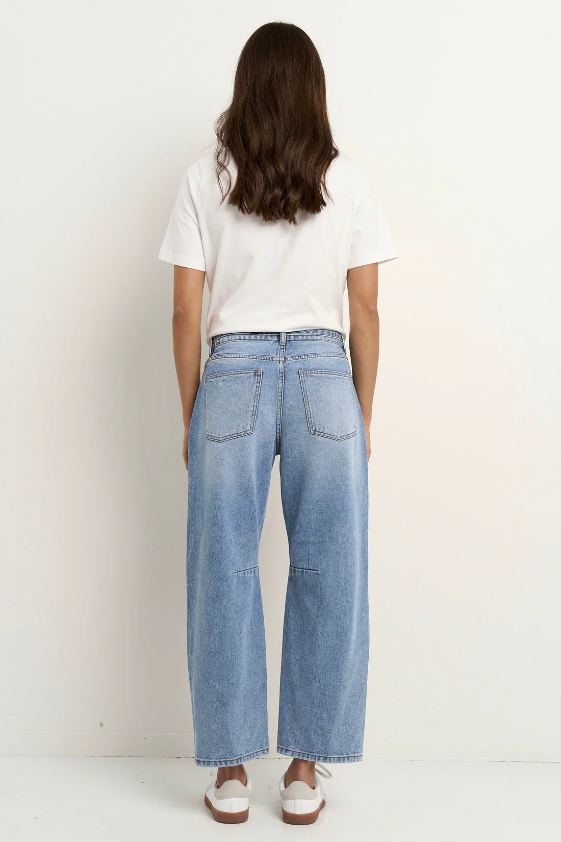 Campus Tie Waist Barrel Jeans - Light Blue