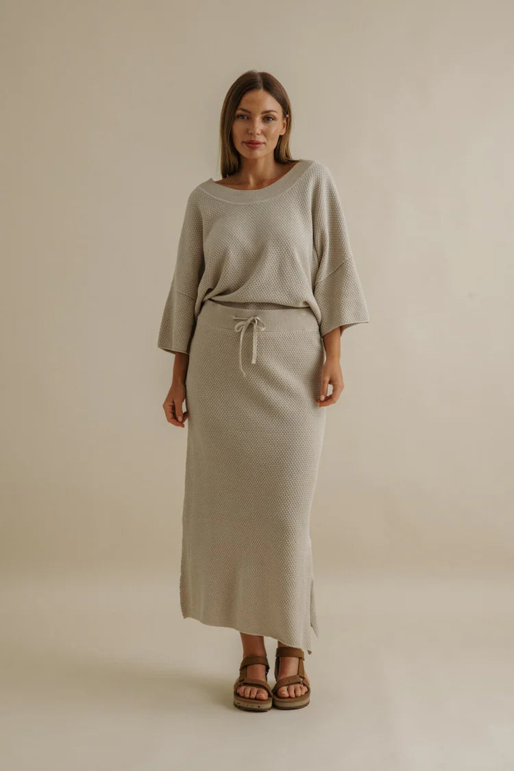 Coral Knitted Skirt – Sand Combo