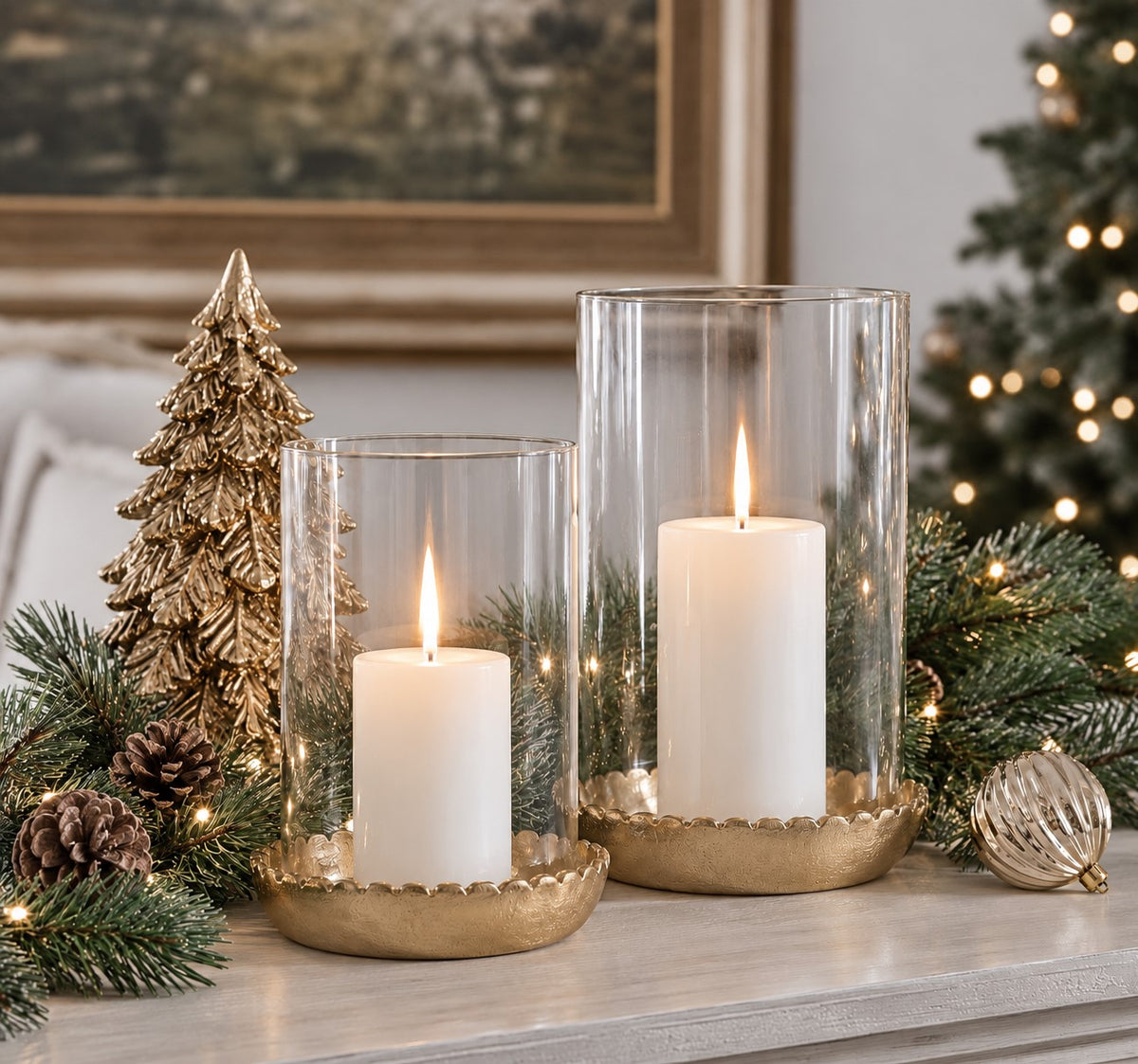Cozy Gold Candlelight Glass Candle Holder – Small & Large