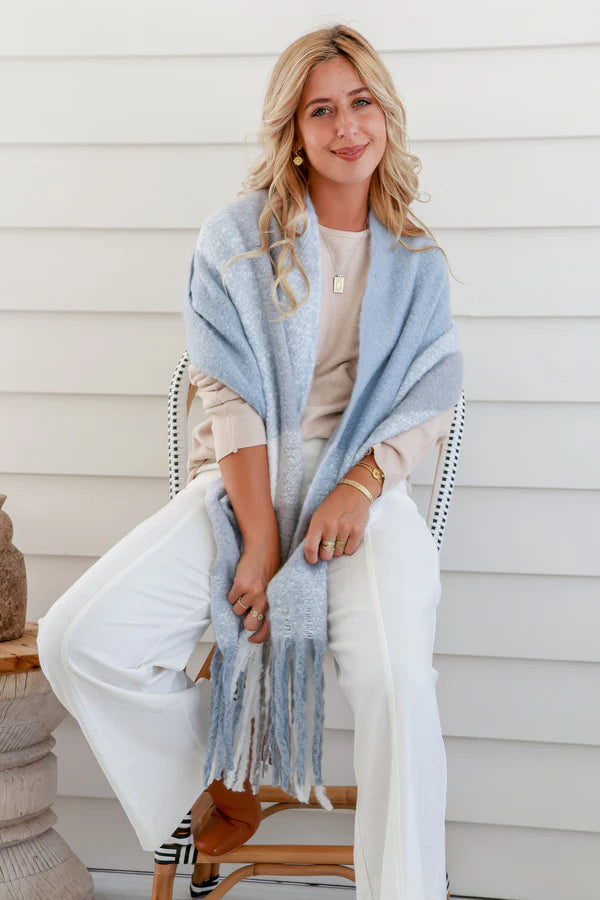 Dawn Blue Grey Wrap Scarf