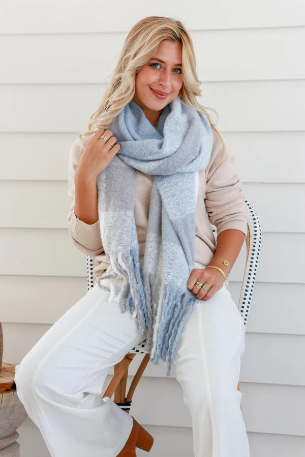 Dawn Blue Grey Wrap Scarf