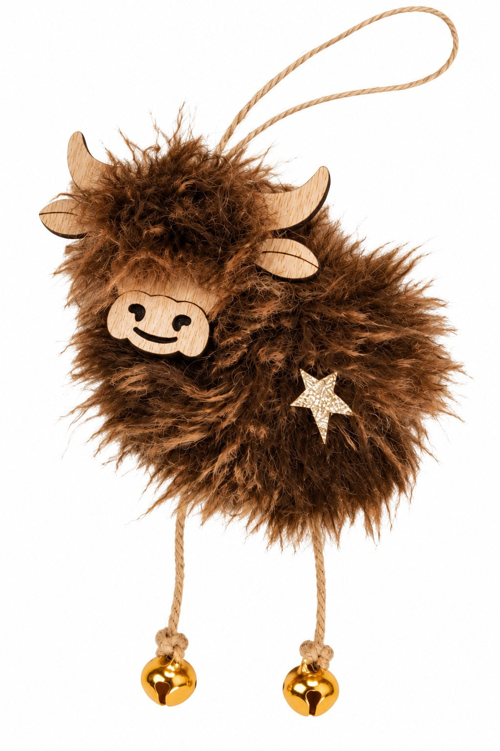 Fluffy Highland Cow Christmas Ornament