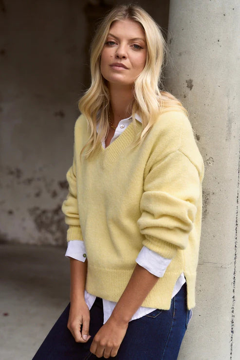 Harvest V-Neck Jumper - Butter