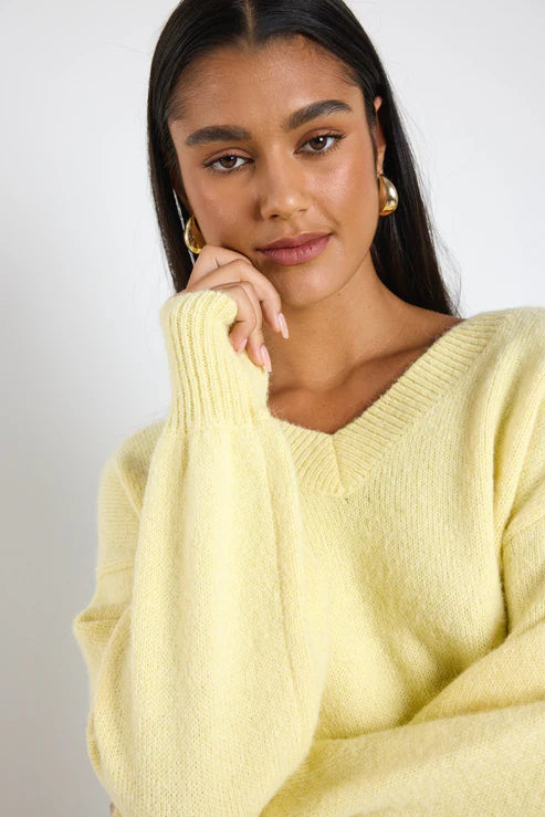 Harvest V-Neck Jumper - Butter
