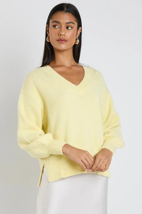 Harvest V-Neck Jumper - Butter