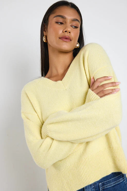 Harvest V-Neck Jumper - Butter