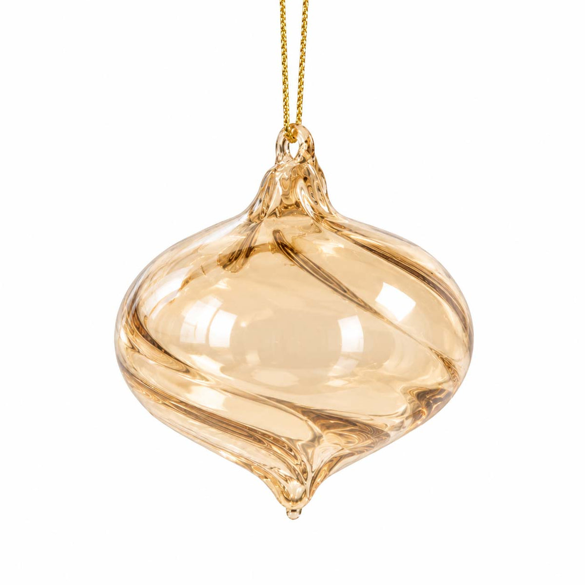 Champagne Swirl Onion Glass Bauble 8cm