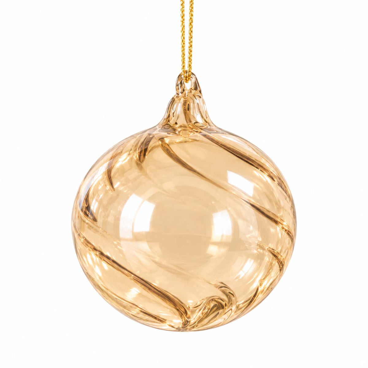 Champagne Swirl Glass Bauble 8cm