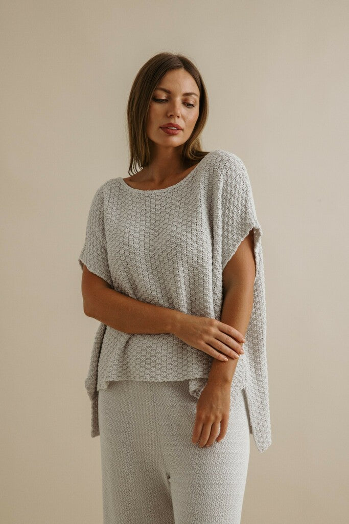 Ladder Short Sleeve Pullover - Silver Haze