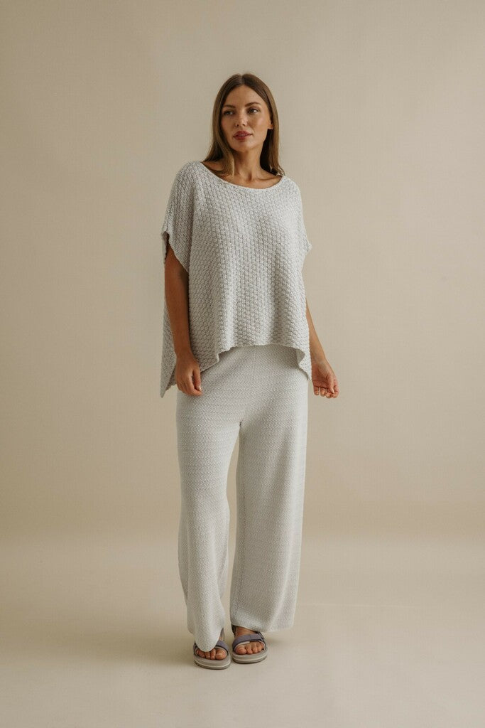 Ladder Short Sleeve Pullover - Silver Haze