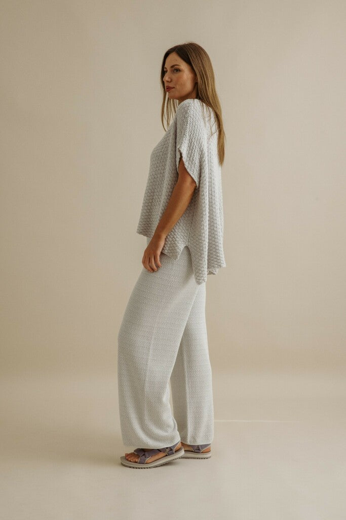 Ladder Short Sleeve Pullover - Silver Haze