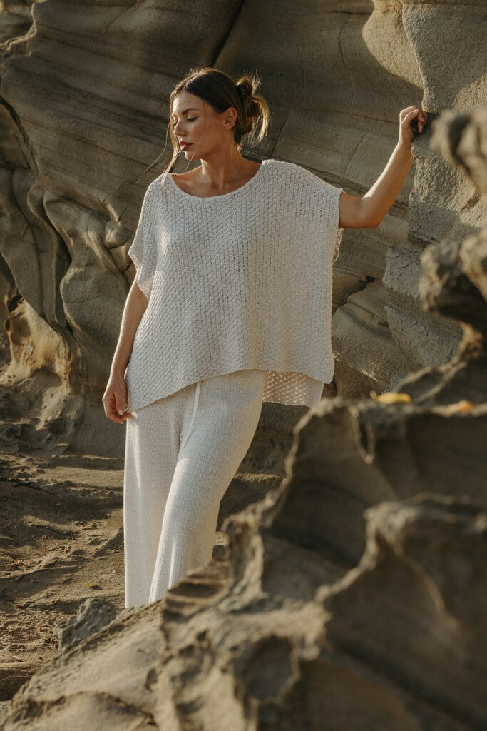 Ladder Short Sleeve Pullover - Silver Haze