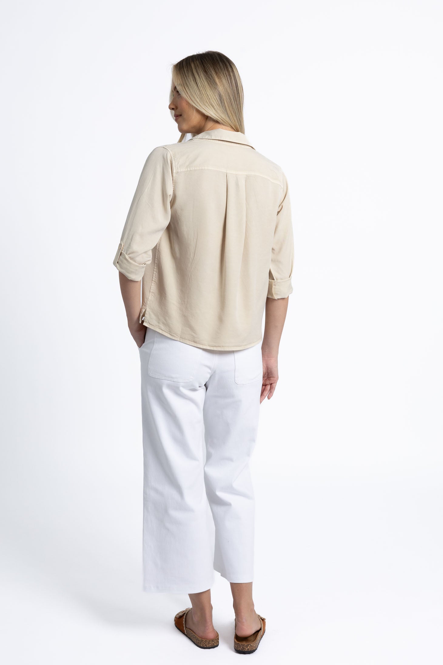 Leni Shirt – Latte 100% Lyocell Button-Up Shirt