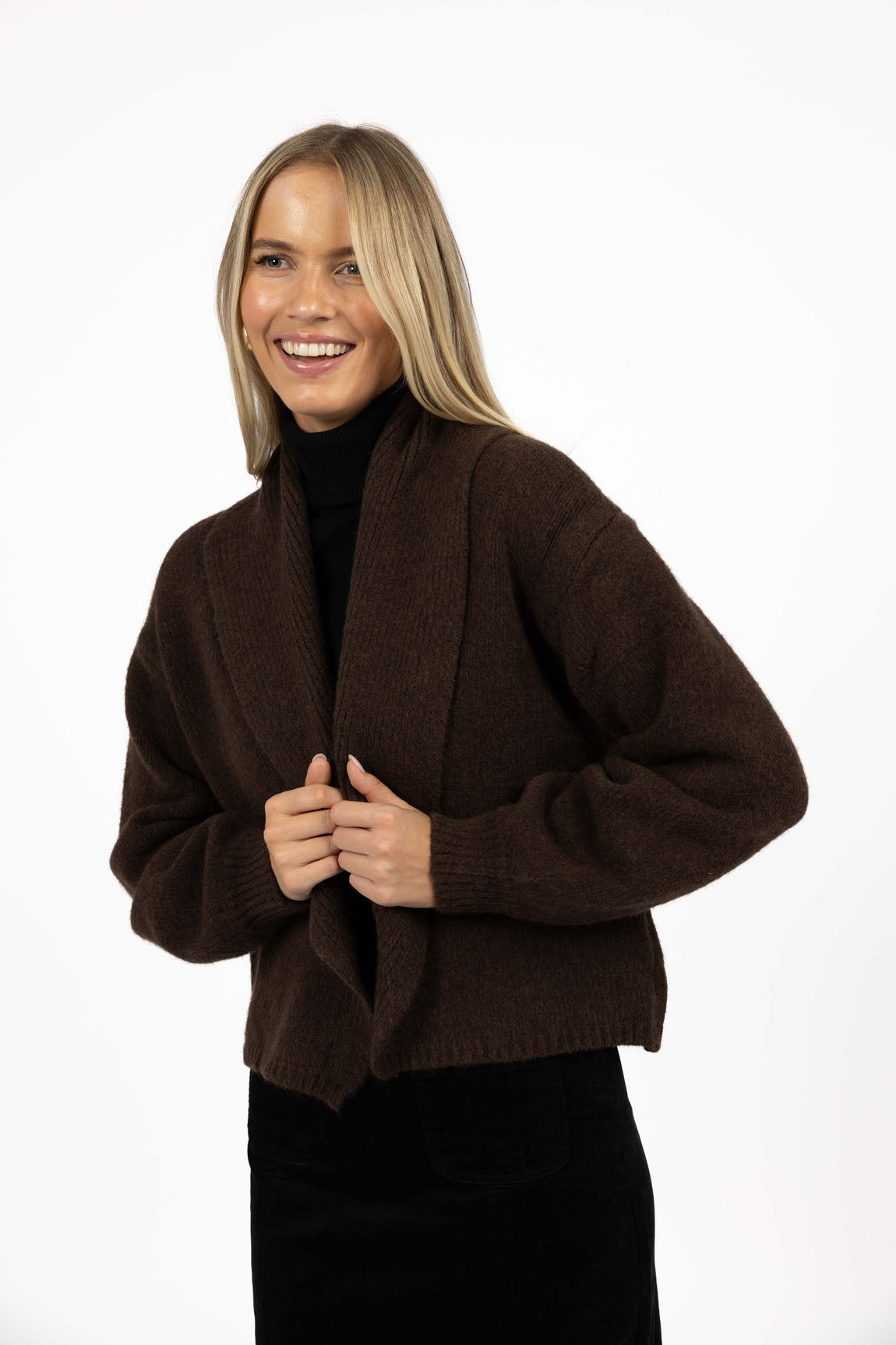 Liana Angora Blend Cardigan – Chocolate