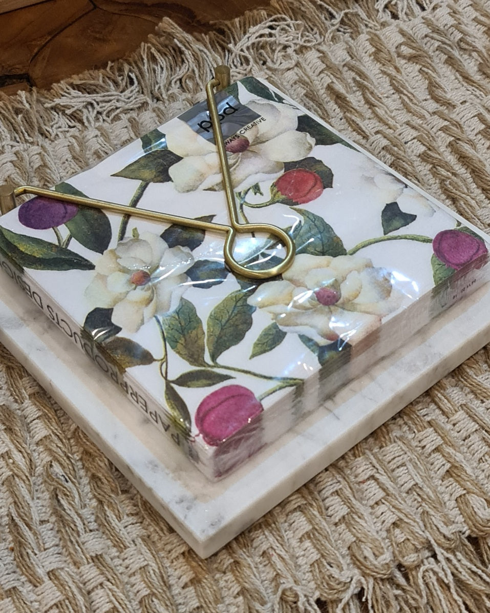 Marble / Brass Napkin Holder