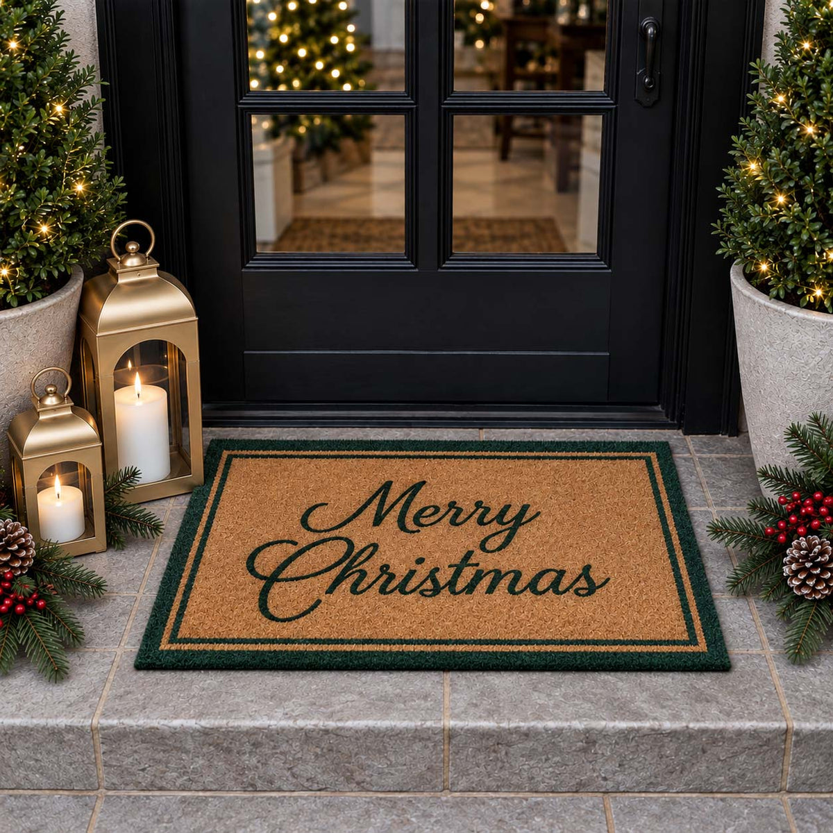 Merry Christmas Coir Doormat 60 × 90cm