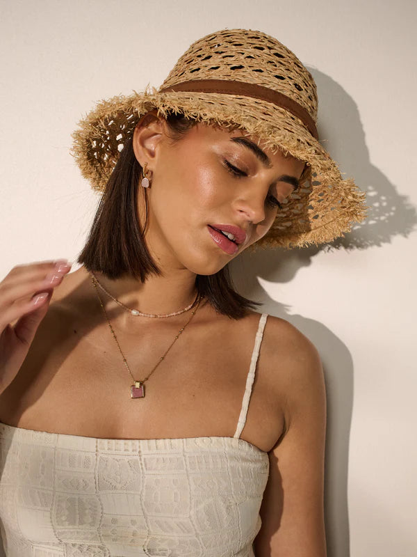 Mia Frayed Straw Hat