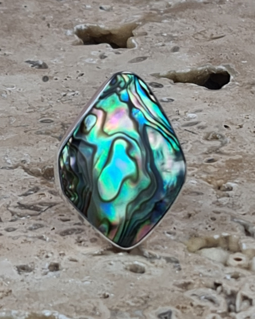 Mystic Ocean Paua Shell Ring – Sterling Silver Adjustable