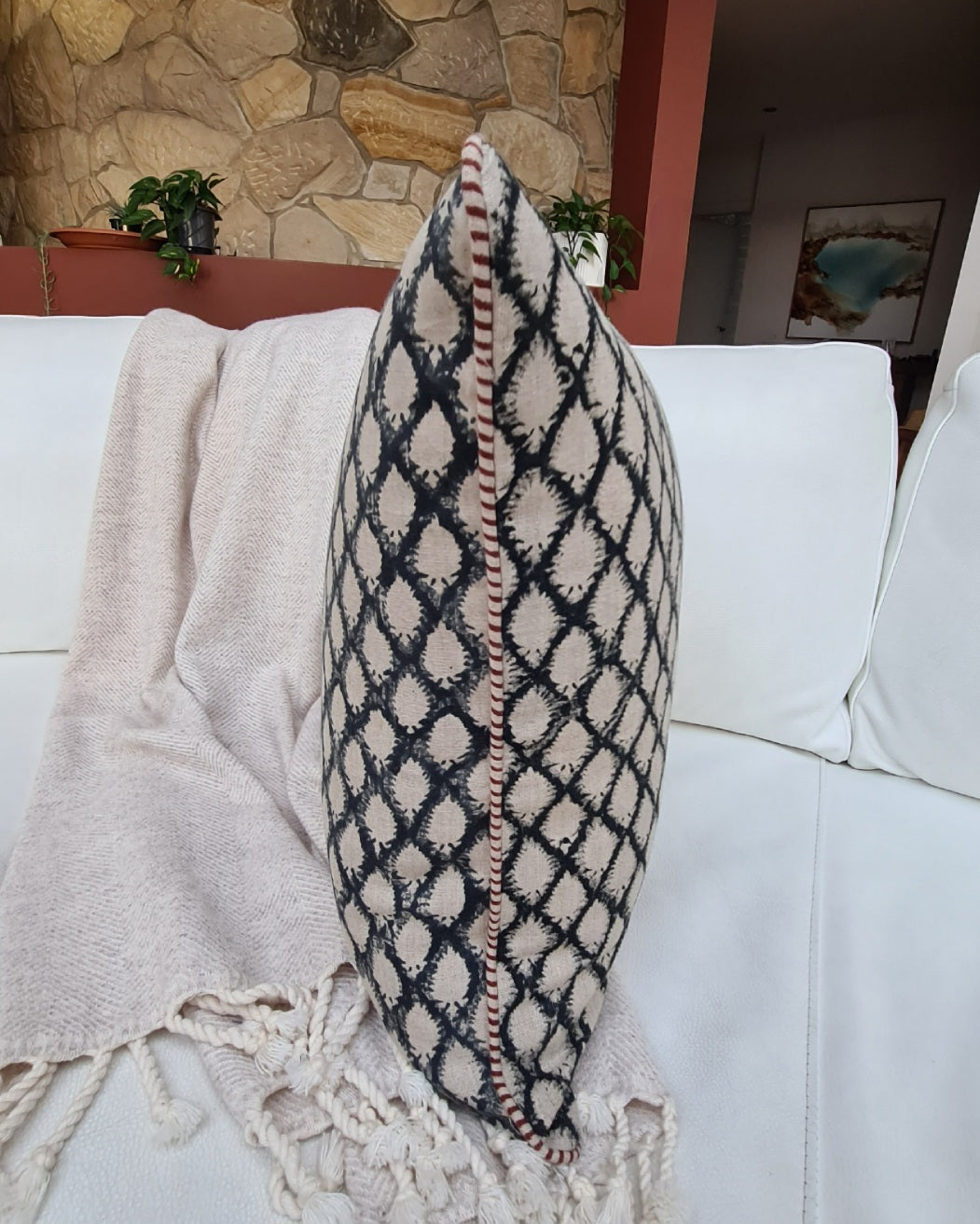 Oakleigh Linen Block Print Cushion Cover | 50cm x 50cm