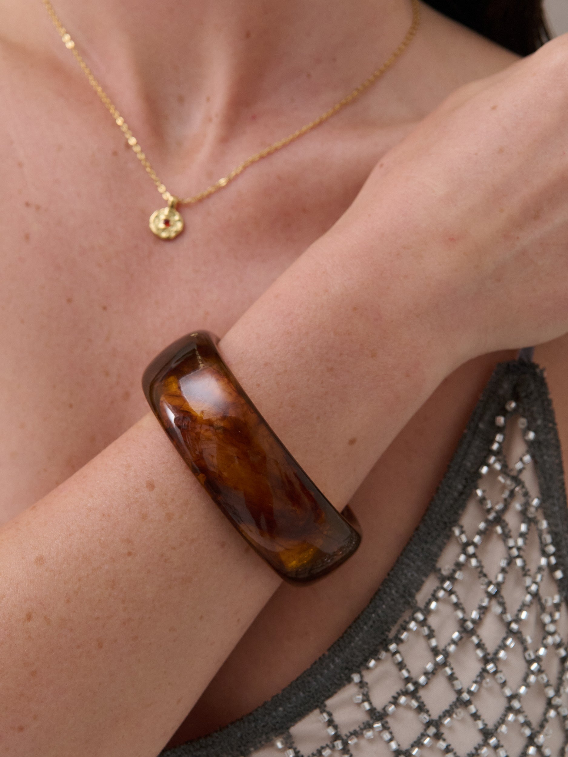 Oakeley Open Cuff Bangle - Brown
