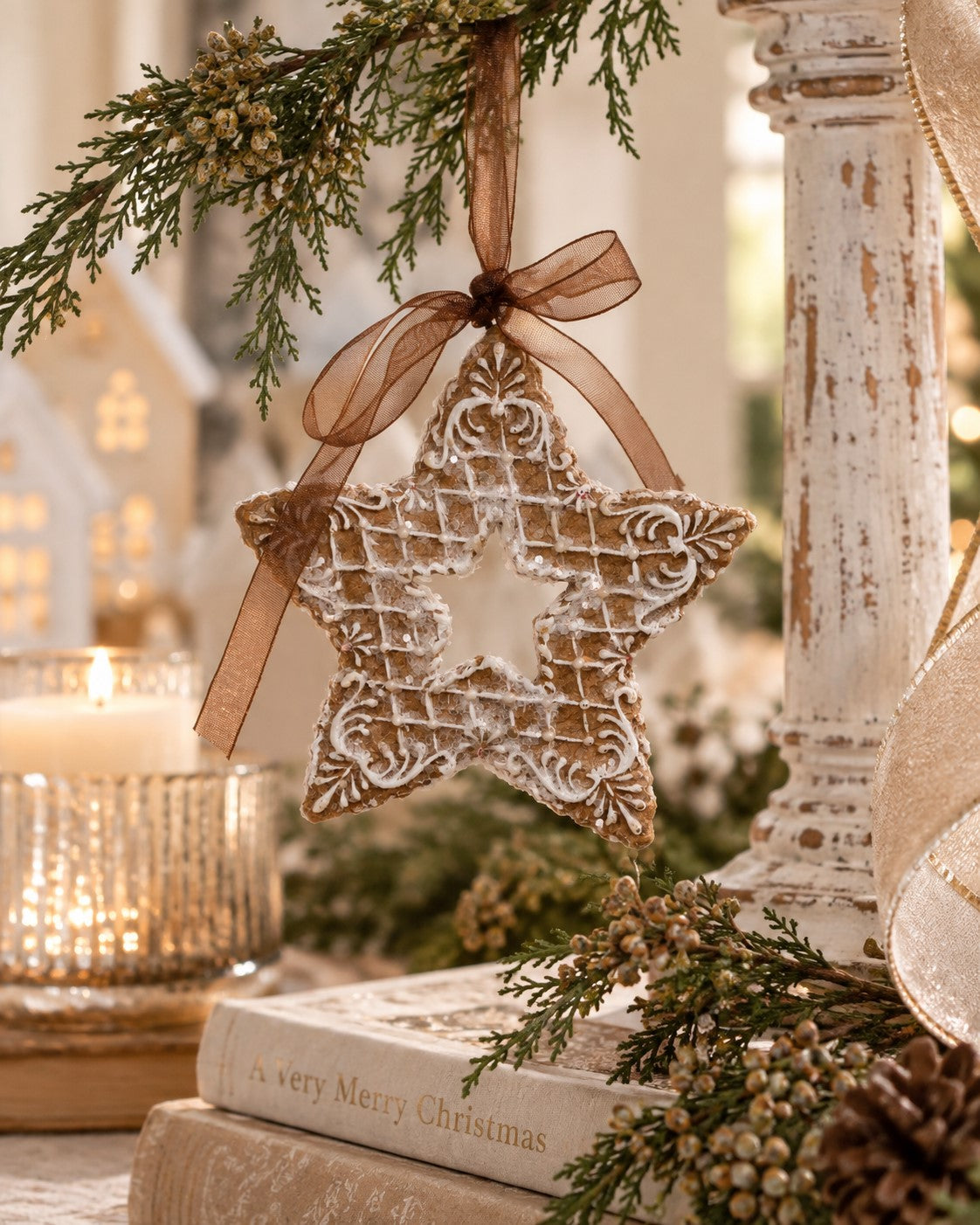 Piped Gingerbread Hanging Star