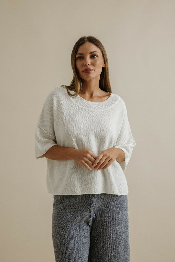 Retreat Cotton Twist Tee Pullover - Salt