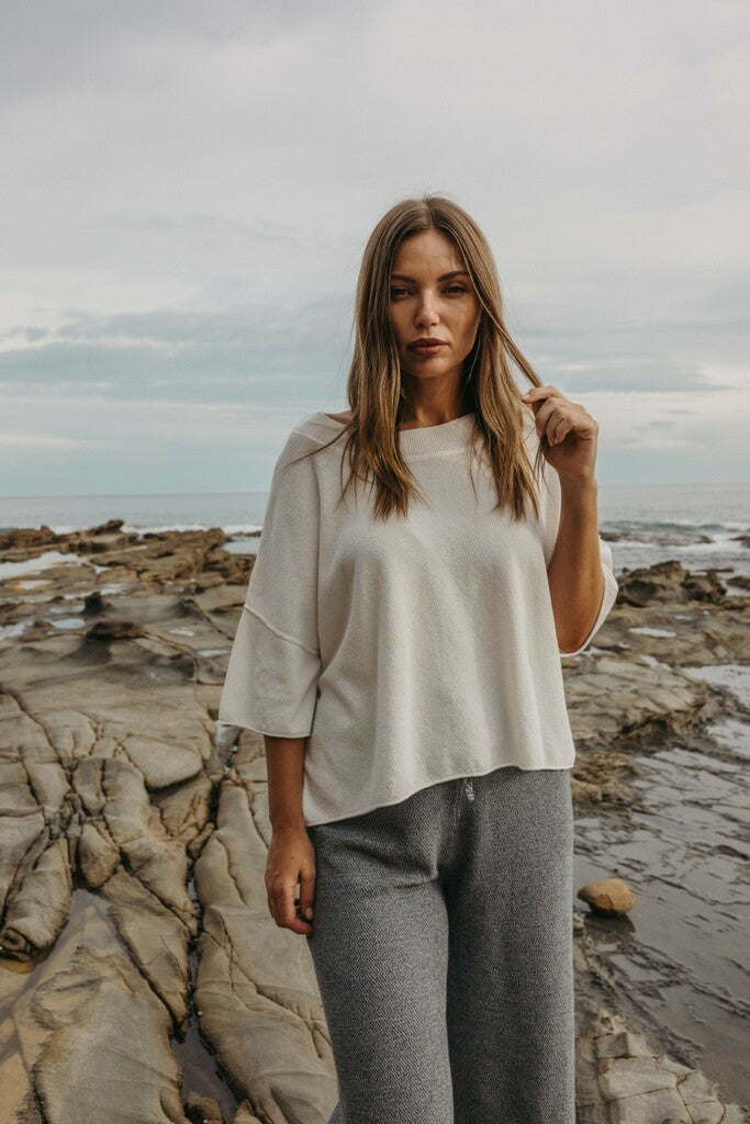 Retreat Cotton Twist Tee Pullover - Salt