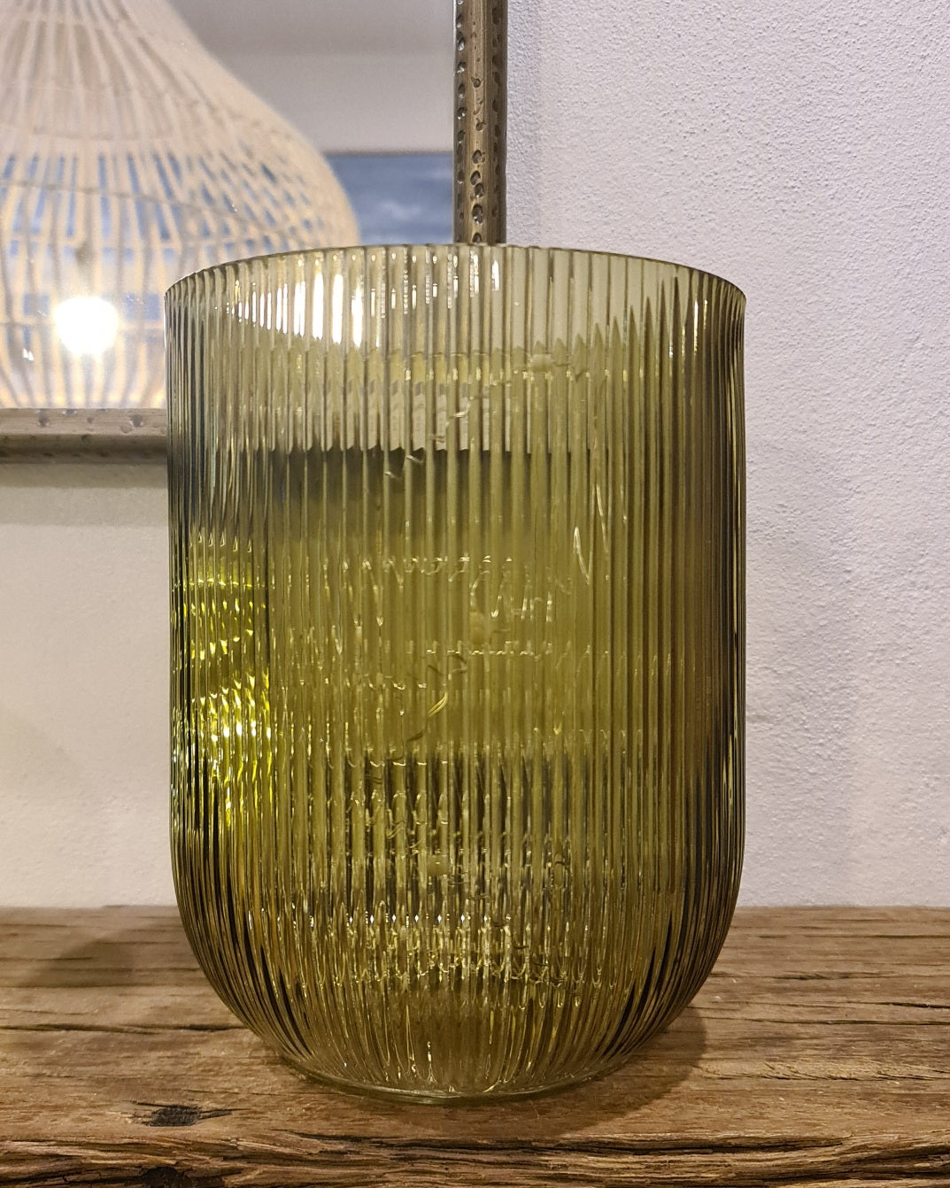 Ripple Glass Vase – Olive