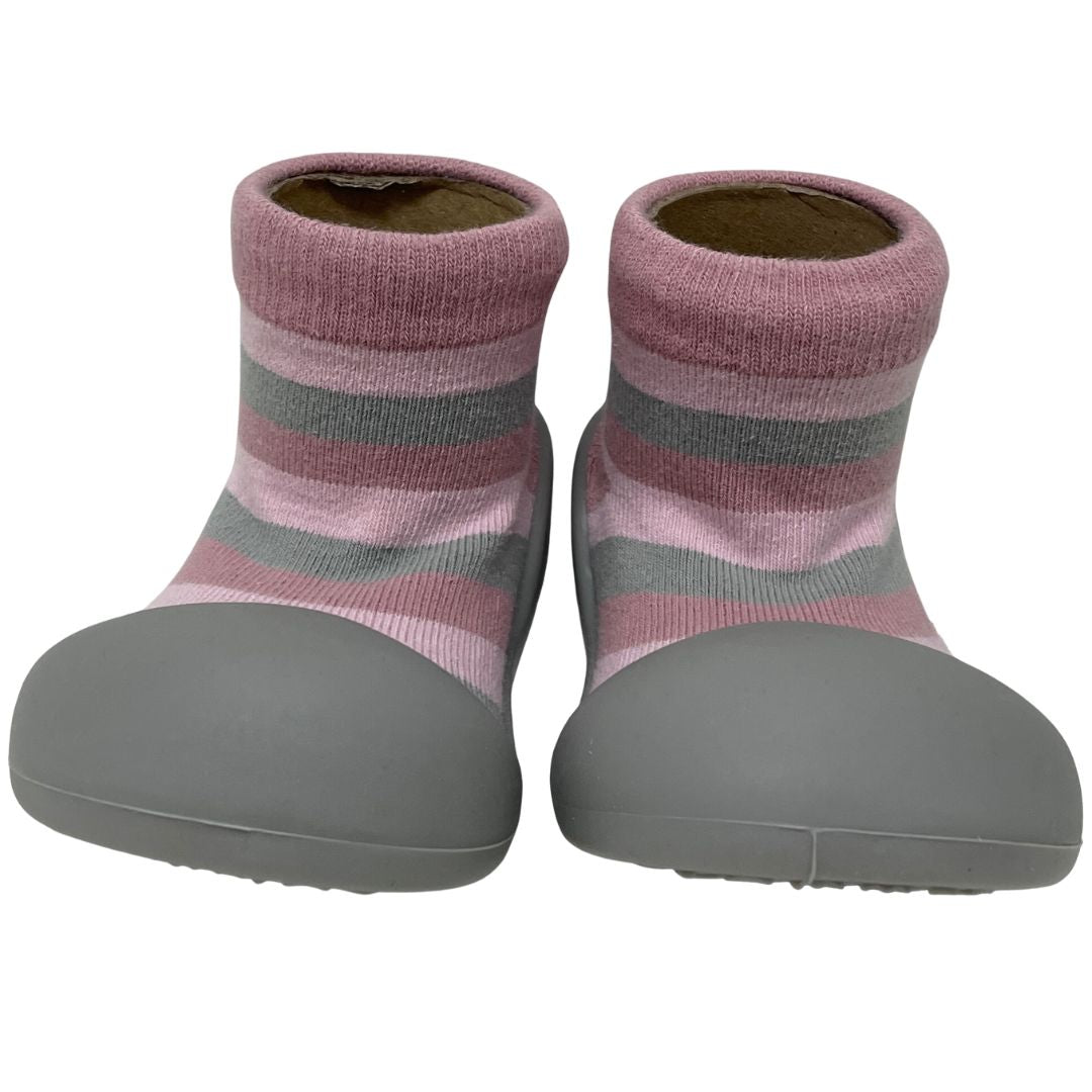 First Walkers – Pink Stripe (Rubber-Soled Socks)