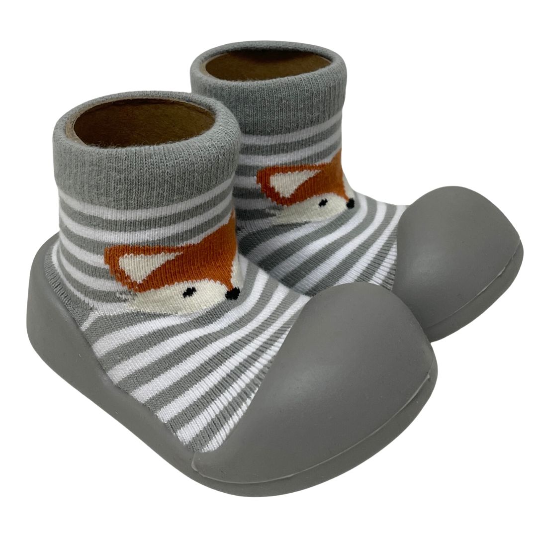 First Walkers – Grey Fox (Rubber-Soled Socks)