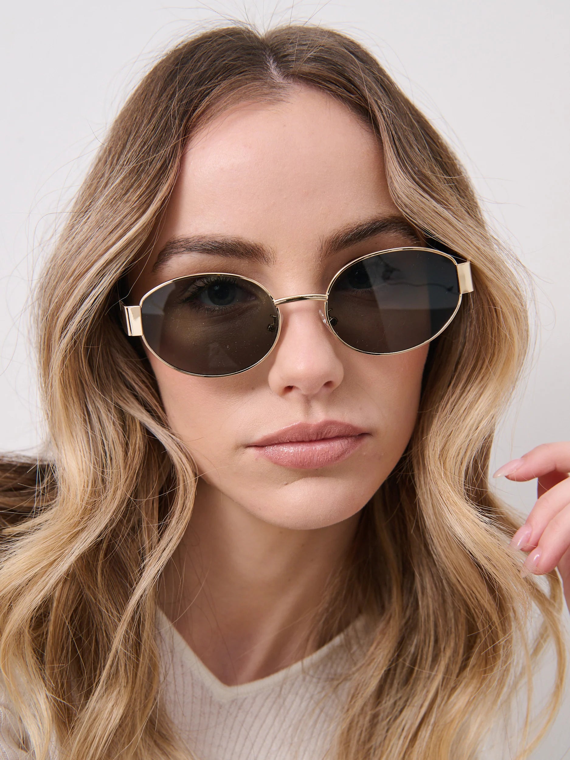 Sally Round Metal Oval Sunglasses
