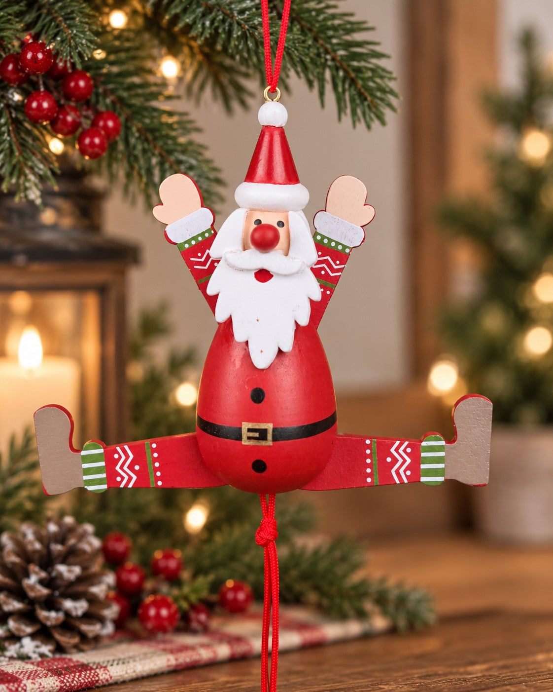 Santa Jumping Jack Hanging Ornament