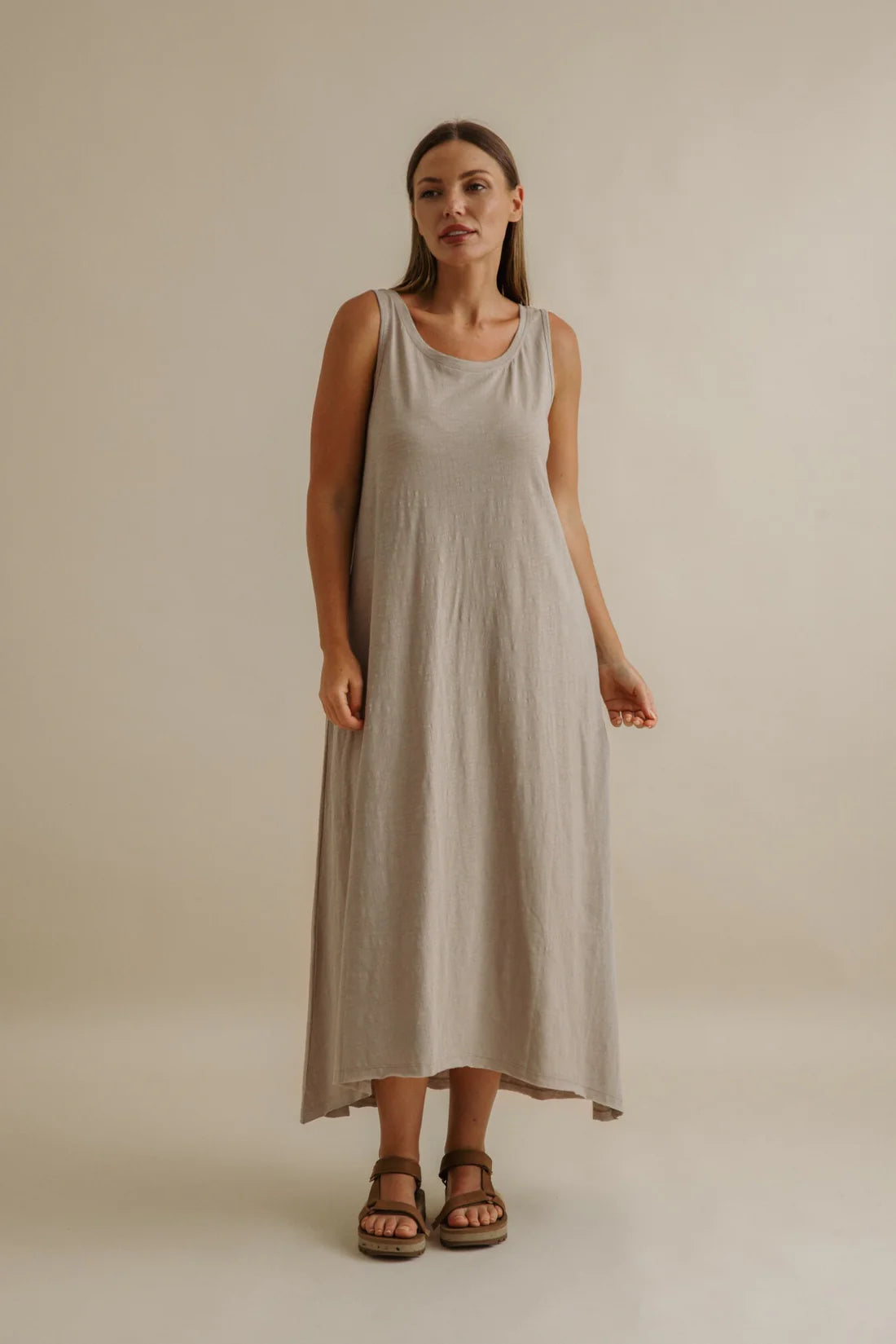 Shoreline Fine Slub Breeze Dress - Vintage Khaki