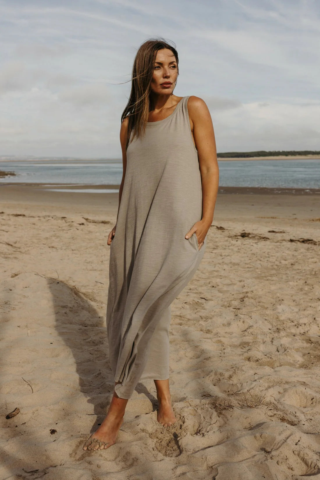 Shoreline Fine Slub Breeze Dress - Vintage Khaki