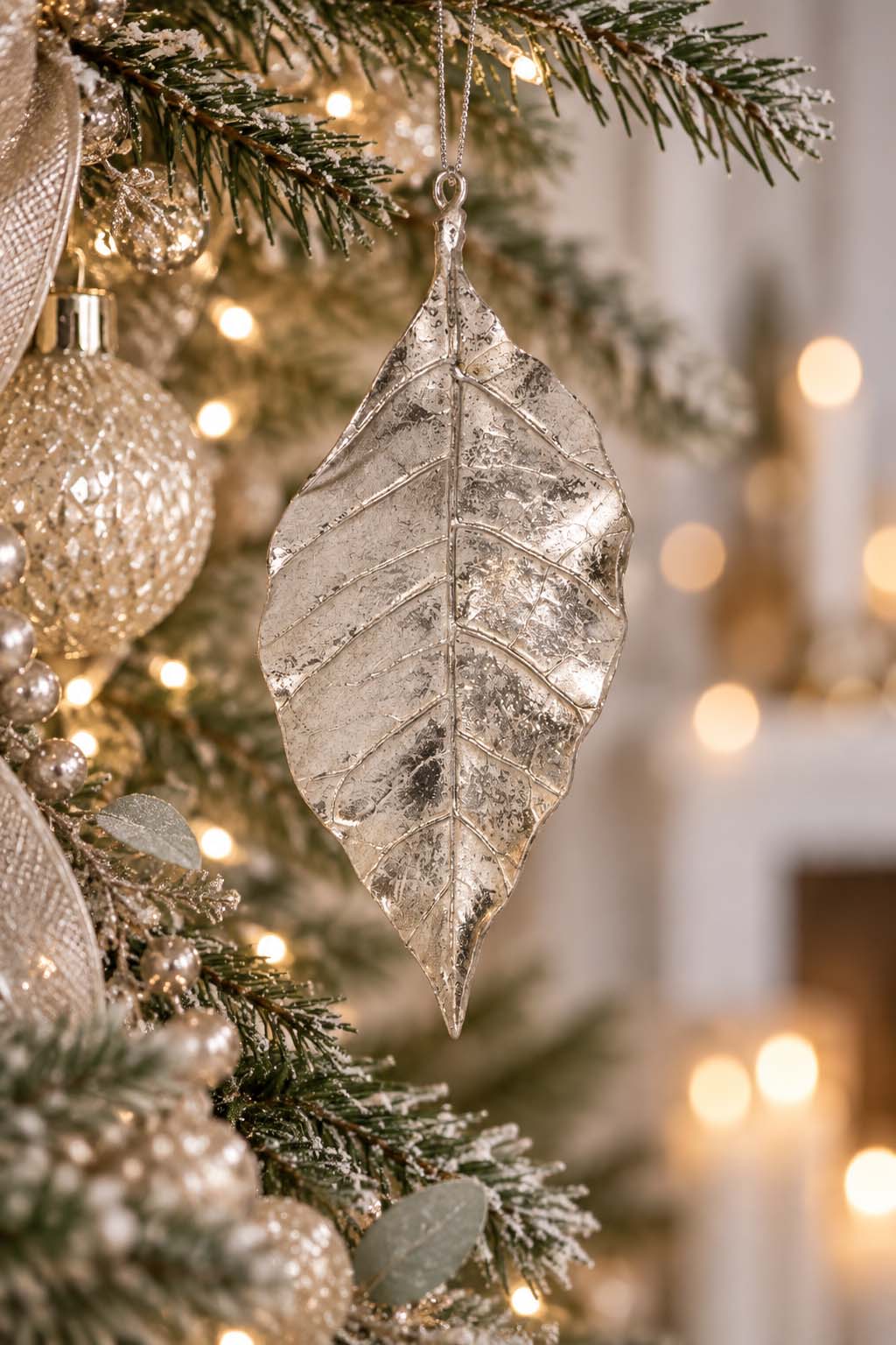 Silver Magnolia Leaf Ornament