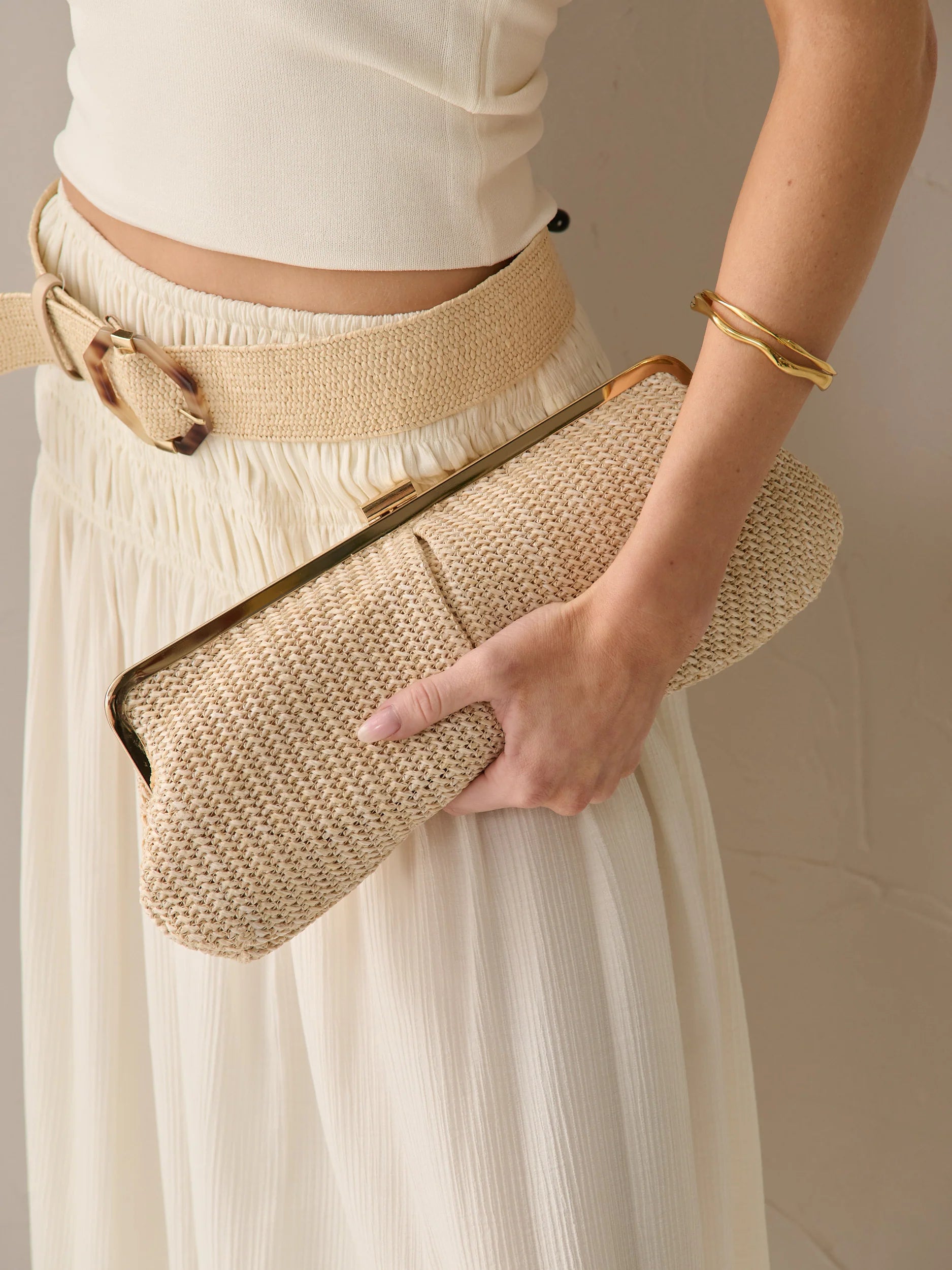 Suzanna Straw Clutch Bag
