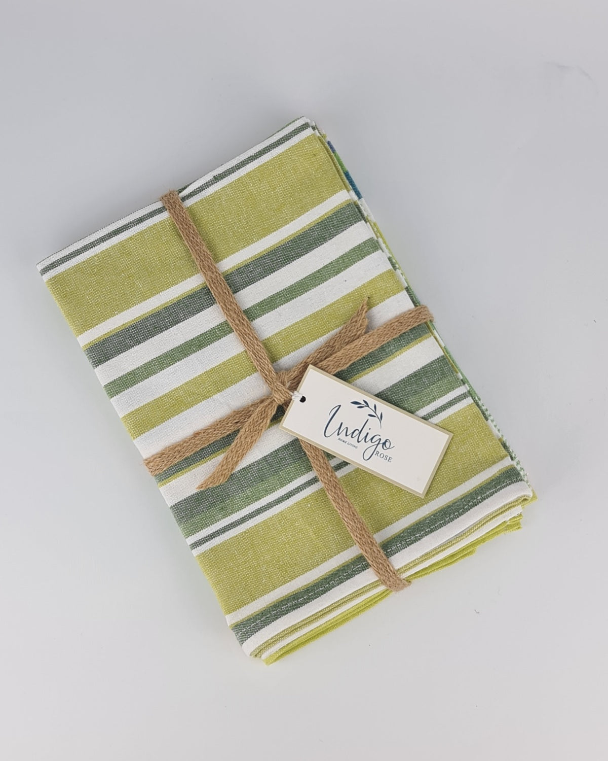 Tea Towel Set of Three – Lime / White