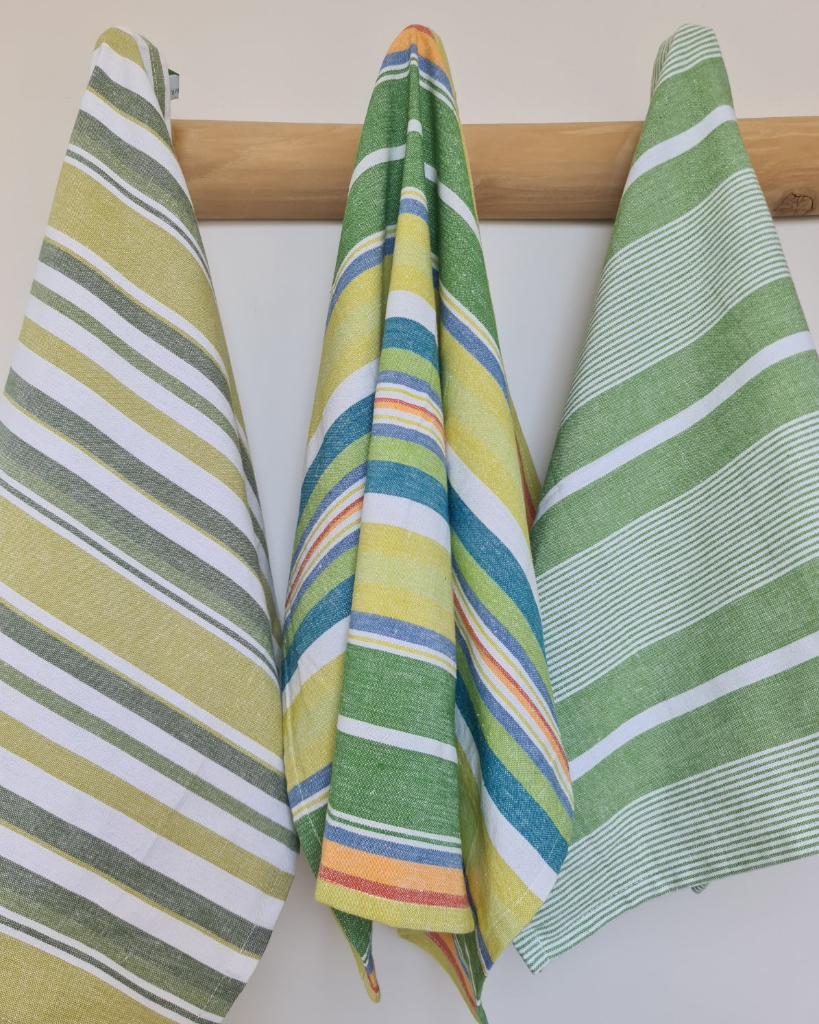 Tea Towel Set of Three – Lime / White