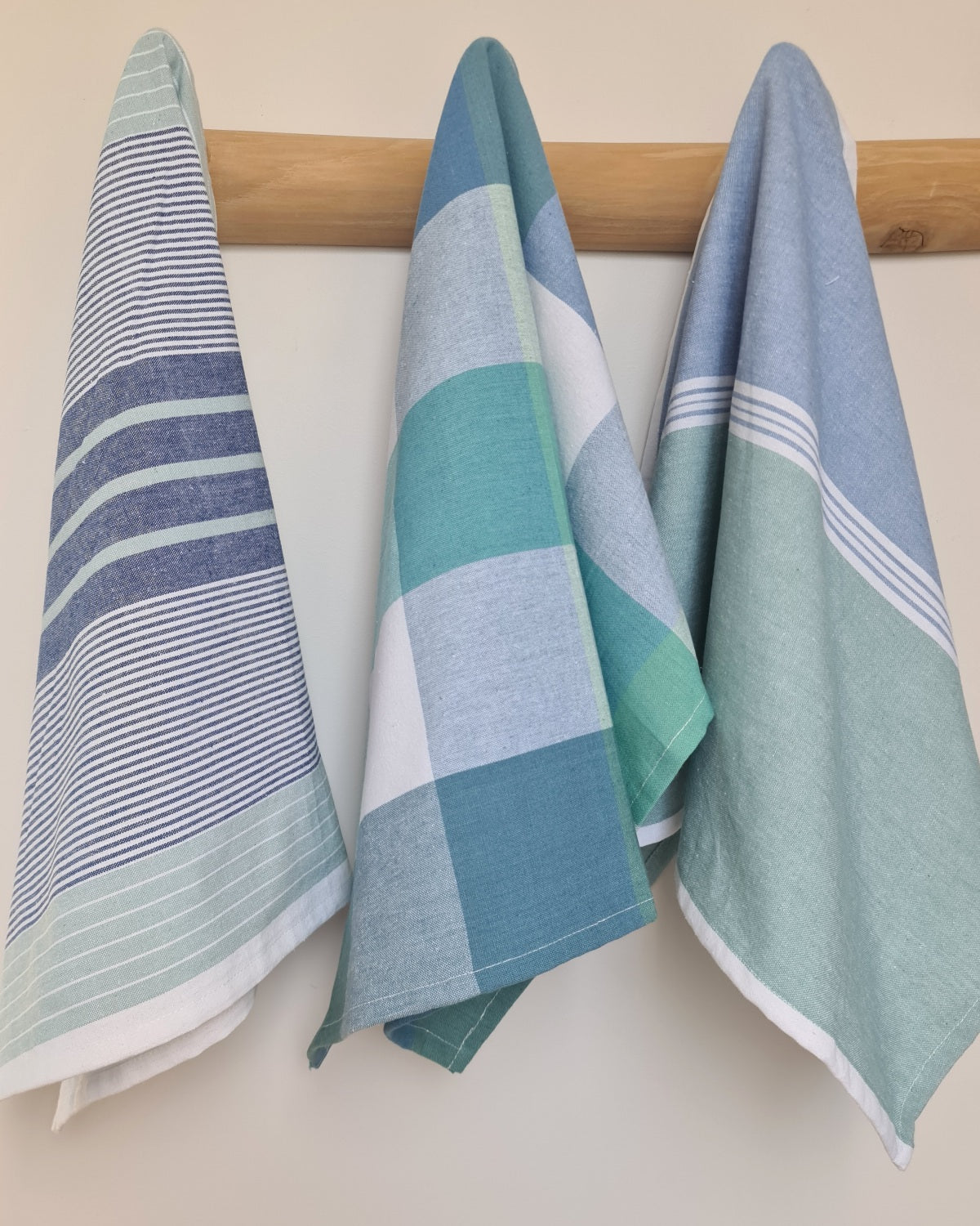 Tea Towel Set of Three – Teal / White