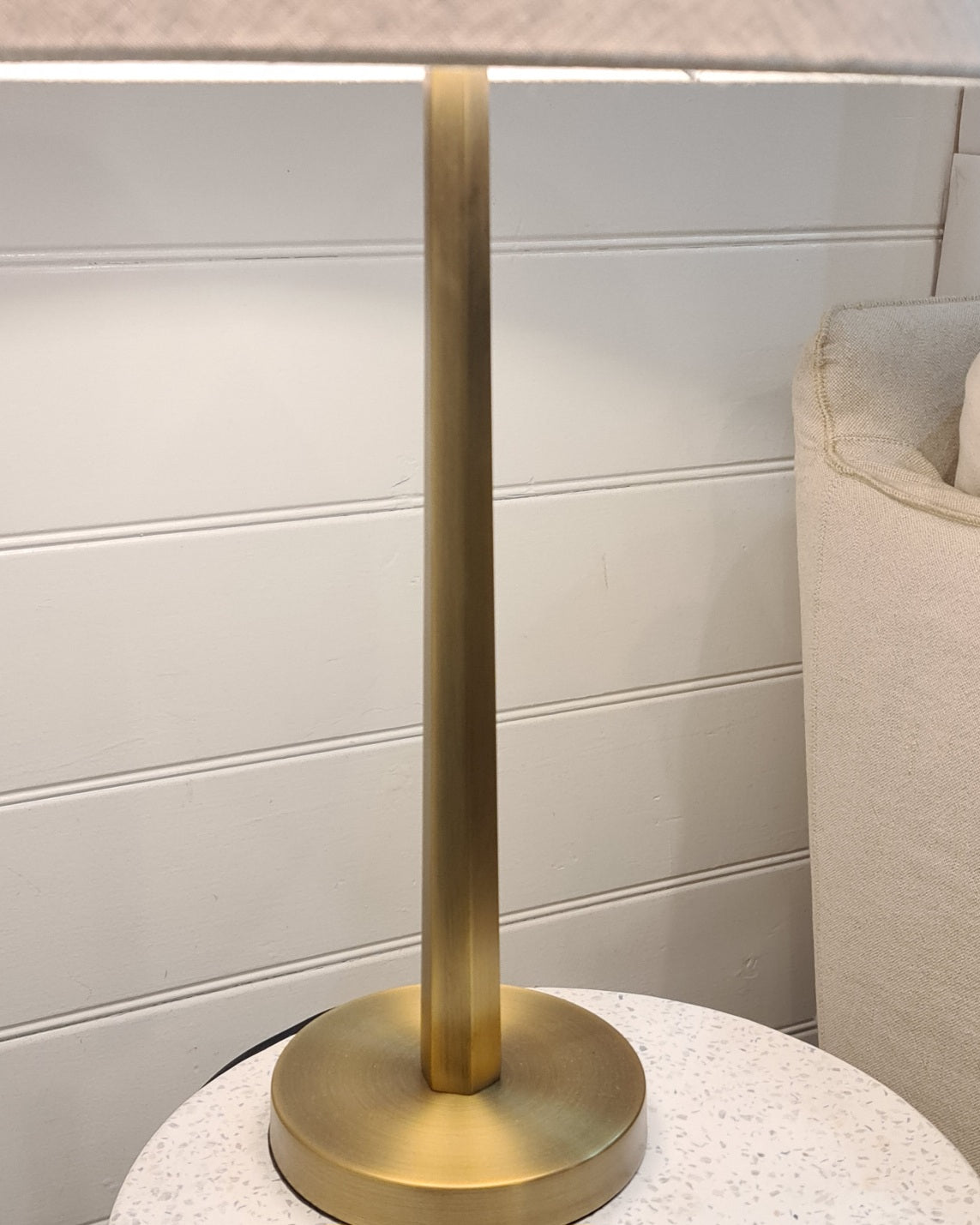 The Isla Table Lamp – Brass & Linen Elegance