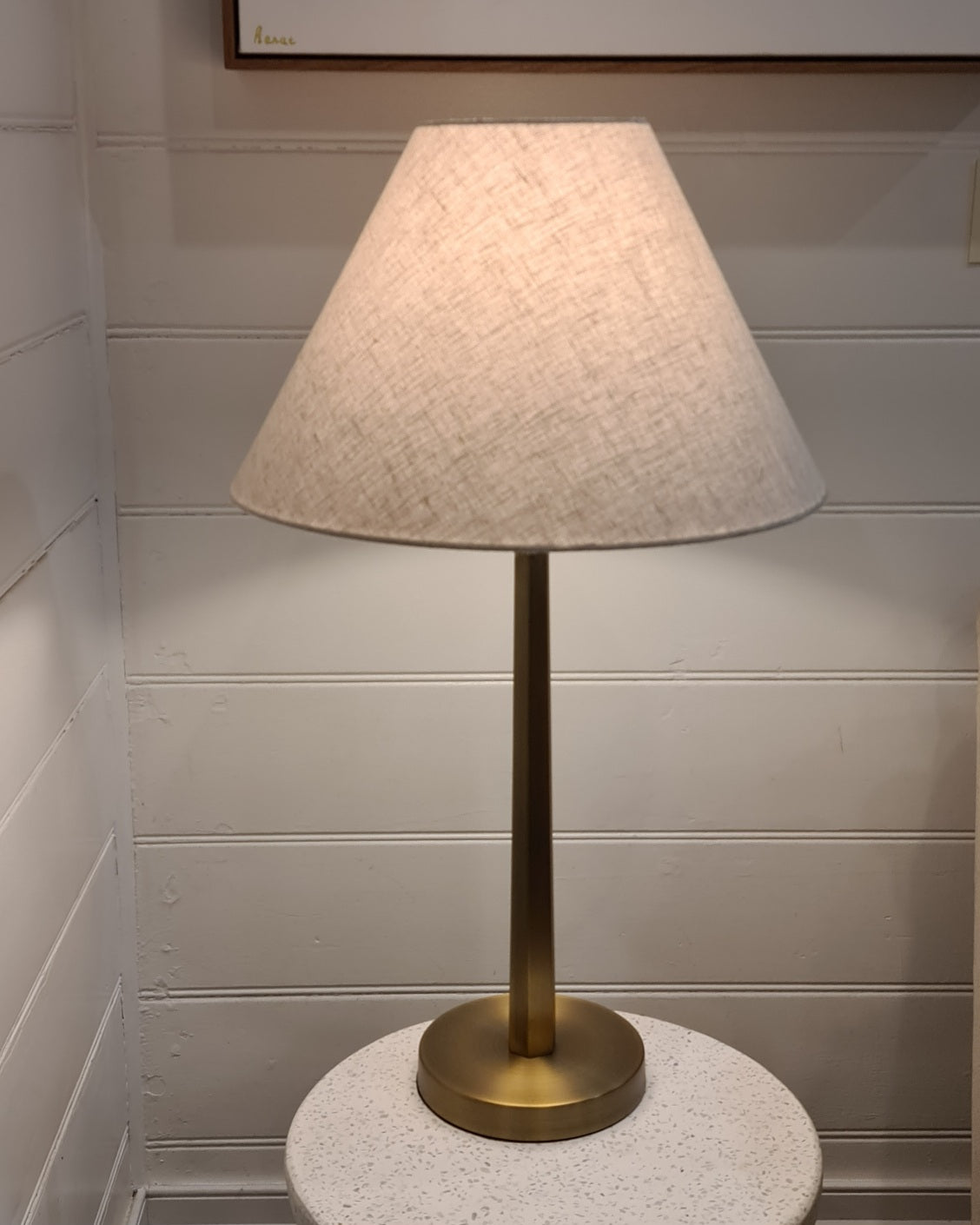 The Isla Table Lamp – Brass & Linen Elegance