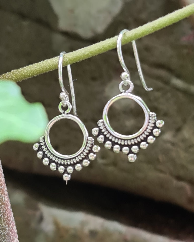 Tribal Beaded Sterling Silver Earrings