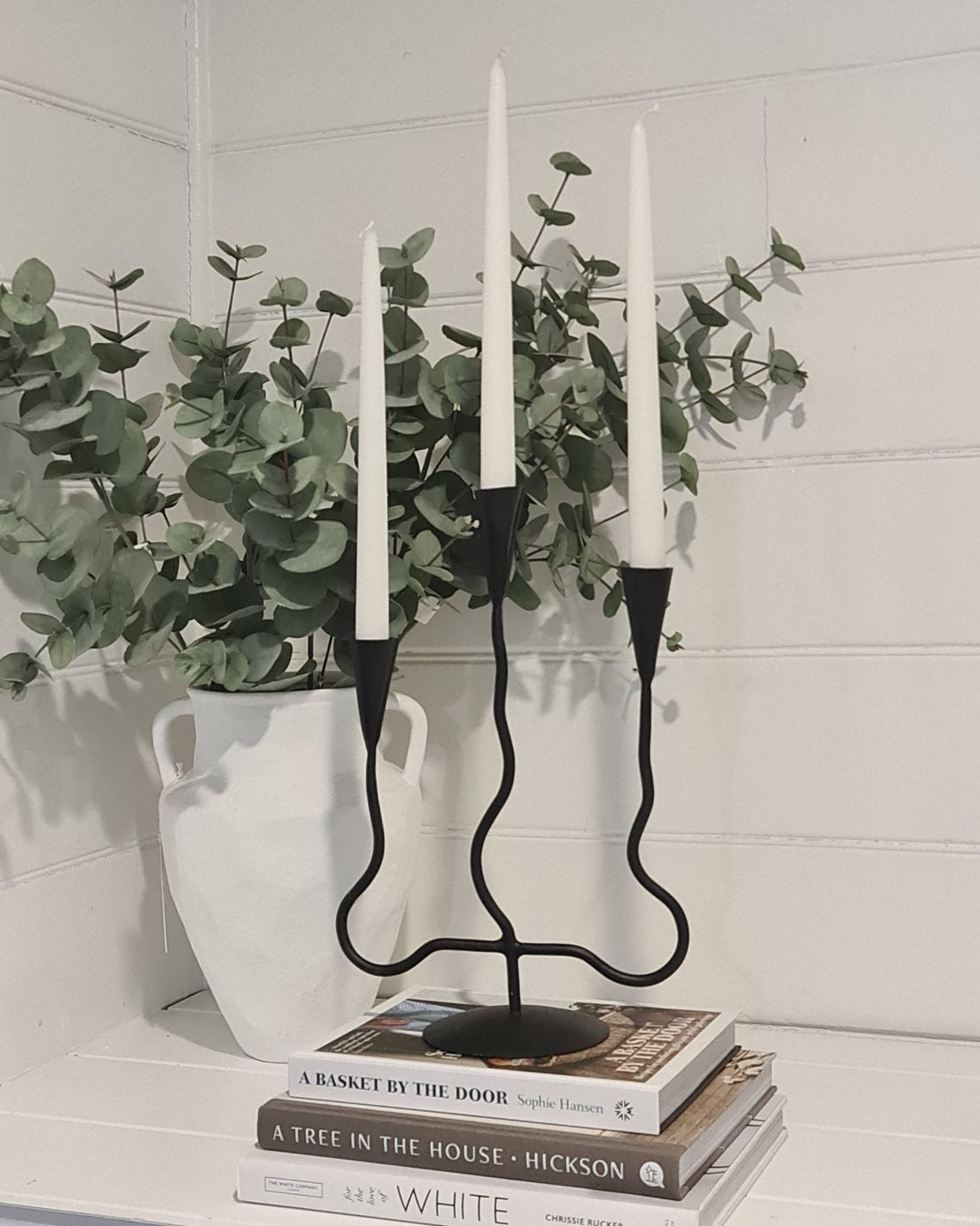Wavy Three Cup Candle Holder – Black Iron