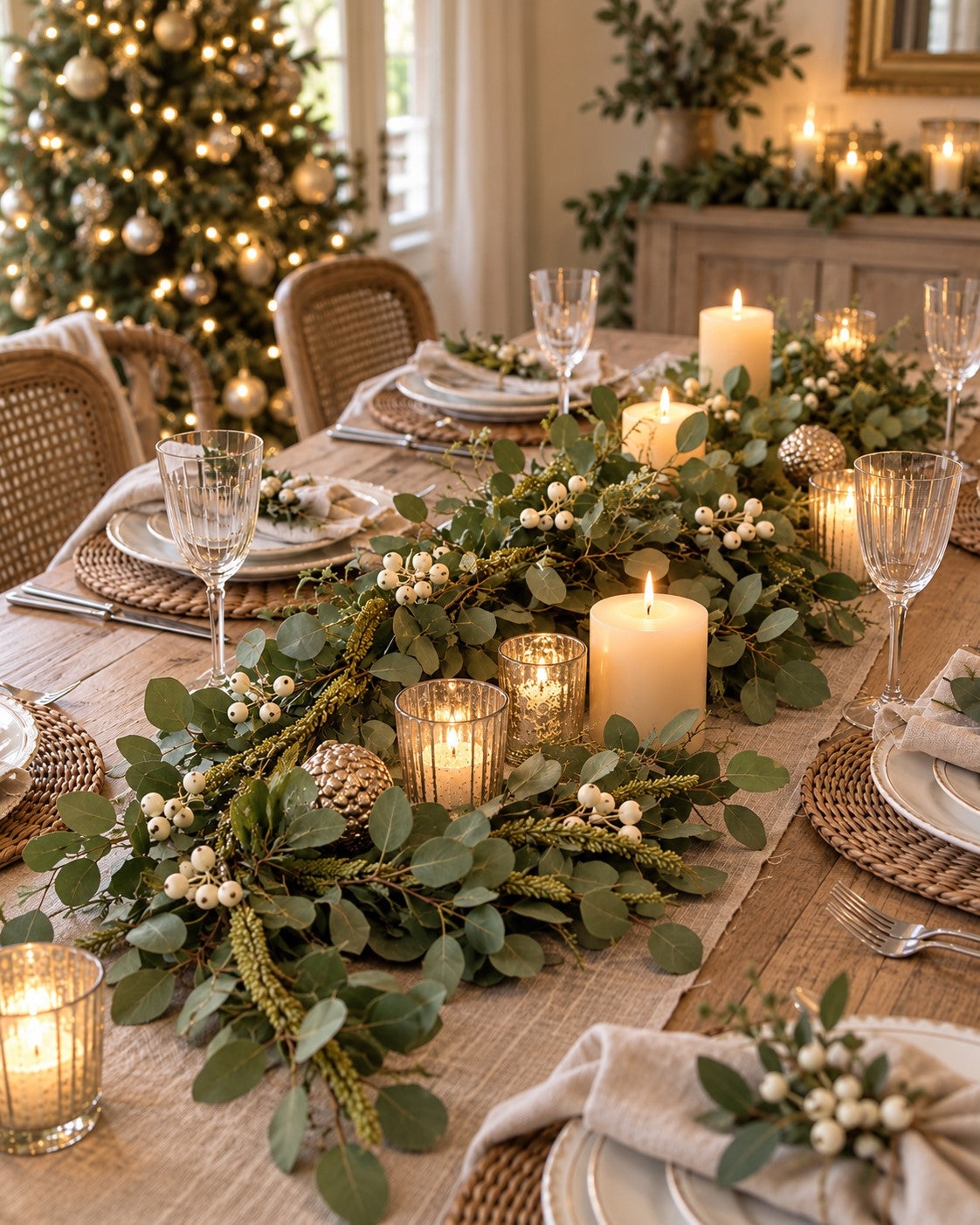 Eucalyptus & White Berry Christmas Garland