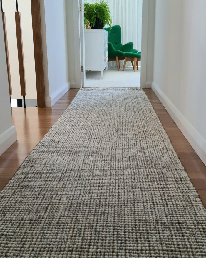 Wool & Jute Floor Runner – Soft Grey & Natural